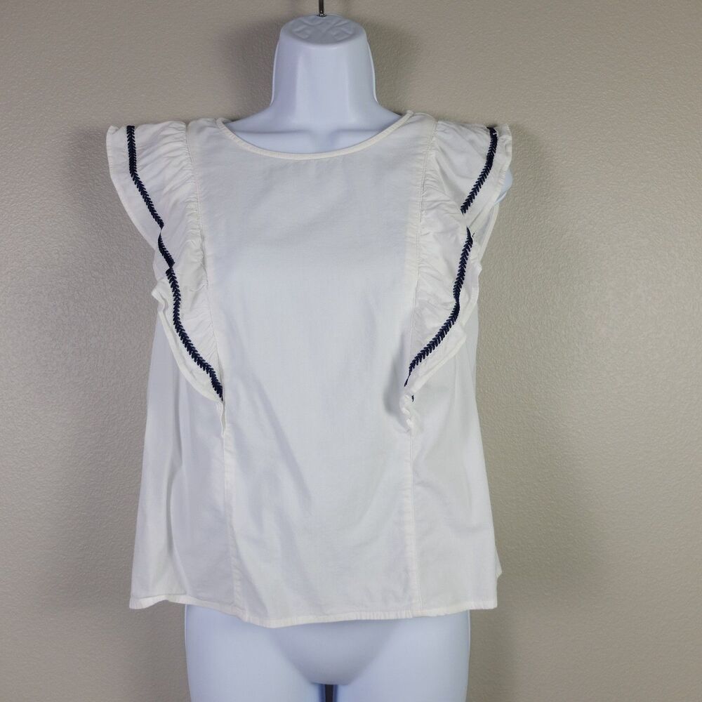 Banana Republic Factory White Embellished Open Back Top Size Small